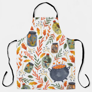Tablier Motif d'aquarelle avec feuillage d'automne.