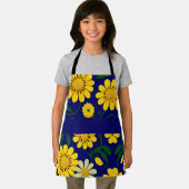 Tablier Motif d'aquarelle bleu Floral Jaune (Insitu)
