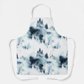 Tablier Motif d'aquarelle de la forêt bleue de minuit (Recto)