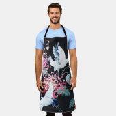 Tablier Motif d'aquarelle de la grue rouge Chrysanthemum (Porté)