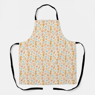 Tablier Motif d'aquarelle des coquillages et des hippocamp