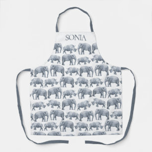 Tablier Motif d'aquarelle Elephant Rhino