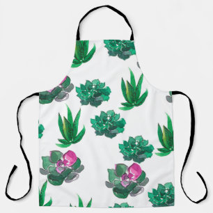 Tablier Motif d'aquarelle transparente avec succulents