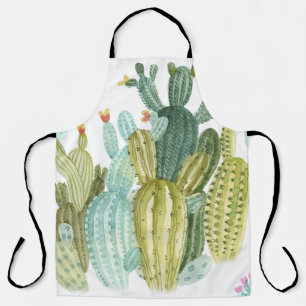 Tablier Motif d'aquarelle vintage Cactus Blooming