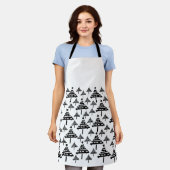 Tablier Motif d'arbre de Noël noir et blanc moderne (Porté)