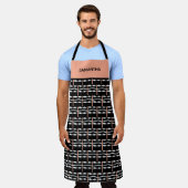 Tablier Motif d'art africain marron, noir et blanc (Porté)