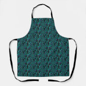 Tablier Motif d'art fractal noir et Turquoise (Recto)