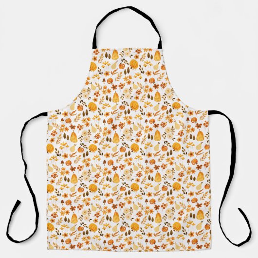 Tablier Motif d'automne avec Citrouille, Feuille : Eléganc (Recto)
