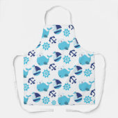 Tablier Motif De Baleines, Beaux Baleines, Baleines Bleues (Recto)