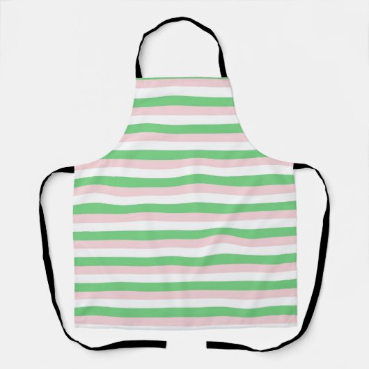 Tablier Motif de bande horizontale rose verte (Recto)