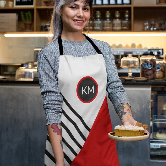 Tablier Motif de bandes de blocs de couleur rétros avec mo