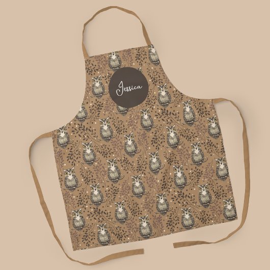 Tablier Motif de bois illustré de Chouette Brown