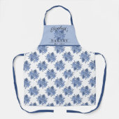 Tablier Motif de bouquet floral bleu à l'aquarelle (Recto)