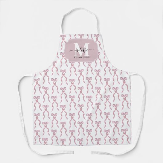 Tablier Motif de Bow rose Aquarelle (Recto)