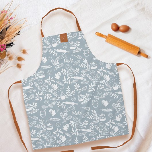 Tablier Motif de broderie initiale de style campagnard flo