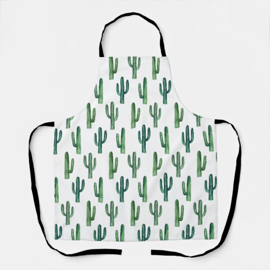 Tablier Motif de cactus aquarelle. Vert mignon botanique (Recto)
