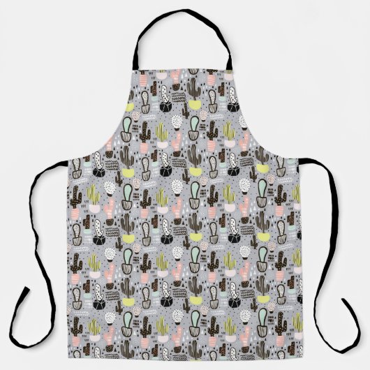 Tablier Motif de cactus texturés à la main (Recto)