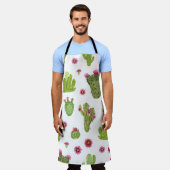 Tablier Motif de cactus vert peint à la main (Porté)