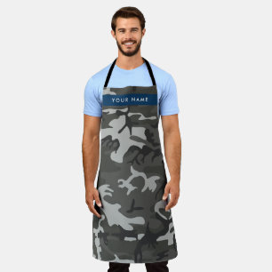 Tablier Motif de camouflage gris, Votre nom, Personnaliser