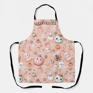 Tablier Motif de caniche d'Halloween avec Fantômes et Citr