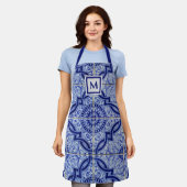 Tablier Motif de carreaux bleu et blanc (Porté)