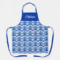 Motif de carreaux français bleu Nom personnalisé