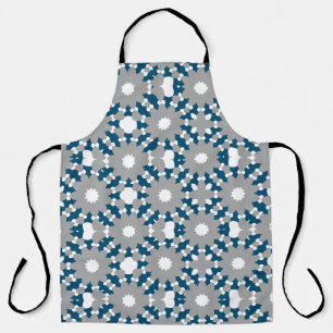 Tablier Motif de cercles connectés bleu gris blanc océan
