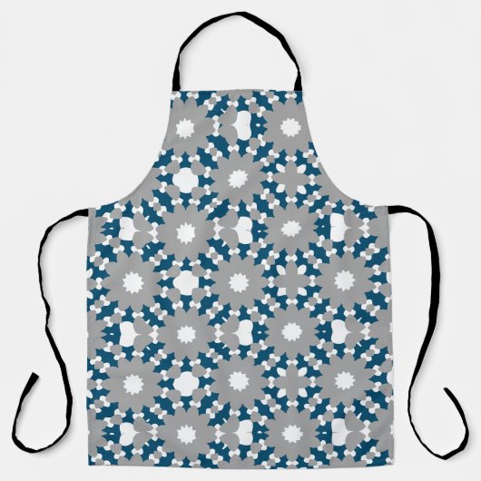 Tablier Motif de cercles connectés bleu gris blanc océan (Recto)