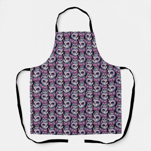 Tablier Motif de chat crâne sucre (Recto)