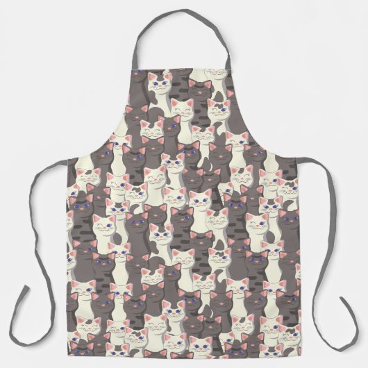 Tablier Motif de chats blancs et gris (Recto)