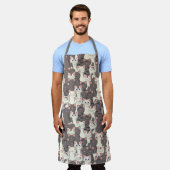 Tablier Motif de chats blancs et gris (Porté)