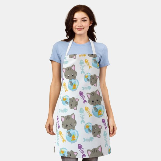 Tablier Motif De Chats, Chats Mignons, Chatons, Poisson (Porté)