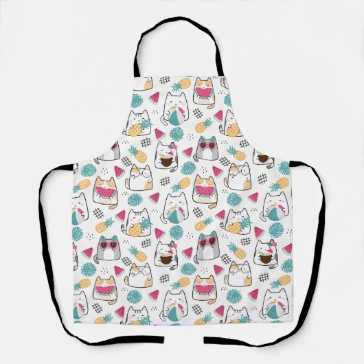 Tablier Motif de chats mignons d'été (Recto)