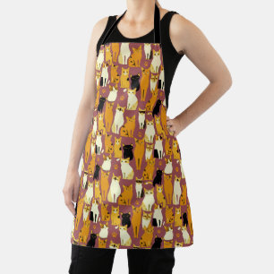 Tablier Motif de chats roux, noirs et blancs