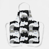 Tablier Motif de chats souriants noirs et gris et blancs (Recto)