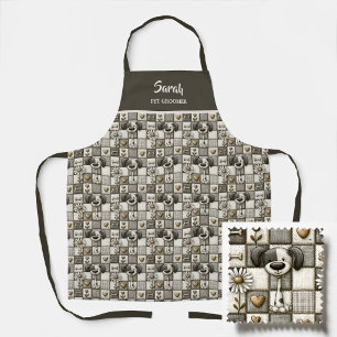 Tablier Motif de chien en patchwork fantaisiste Toiletteur