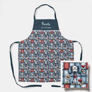 Tablier Motif de chien en patchwork fantaisiste Toiletteur
