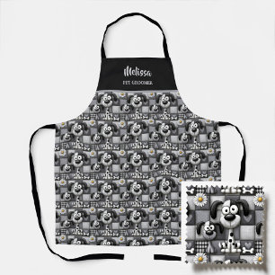 Tablier Motif de chien en patchwork noir et blanc Toilette