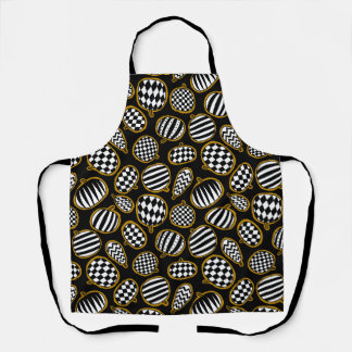 Tablier Motif de citrouille noir blanc et or