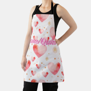 Tablier Motif de cœur de la Saint-Valentin doux avec paill