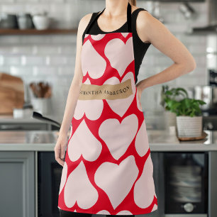Tablier Motif de coeur romantique et rouge moderne