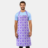 Tablier Motif de cœurs blancs violets (Porté)