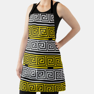 Tablier Motif de conception de frise à clé grecque jaune b