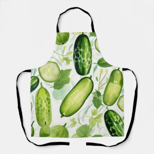 Tablier Motif de concombre couleur d'aquarelle serene avec