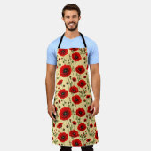 Tablier Motif de coquelicots rouges (Porté)