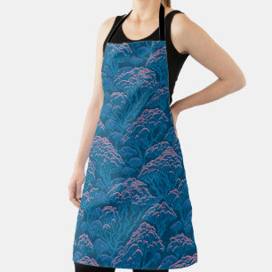 Tablier Motif De Corail Bleu Et Rose