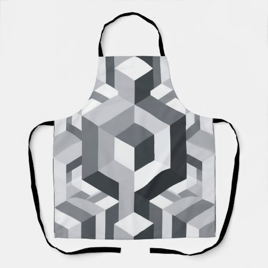 Tablier Motif de cube isométrique monochrome (Recto)