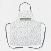 Tablier Motif de cuisson moderne Sage Green Nom du script (Recto)