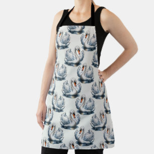 Tablier Motif de cygnes sur fond blanc