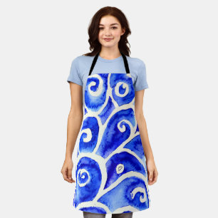 Tablier Motif de design Abstrait bleu et blanc